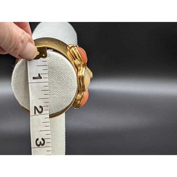 TTahari Chunky Cuff Bracelet Jewelry Gold Tone Peach, White Cabochon Faux Gems - Picture 5 of 9